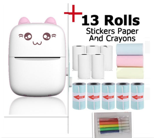 Cat-Themed Portable Mini Printer