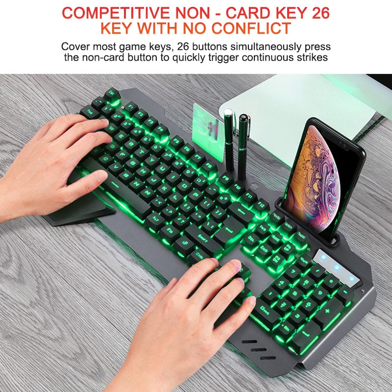 Wired Gaming Keyboard with Phone Holder