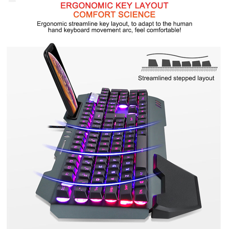 Wired Gaming Keyboard with Phone Holder