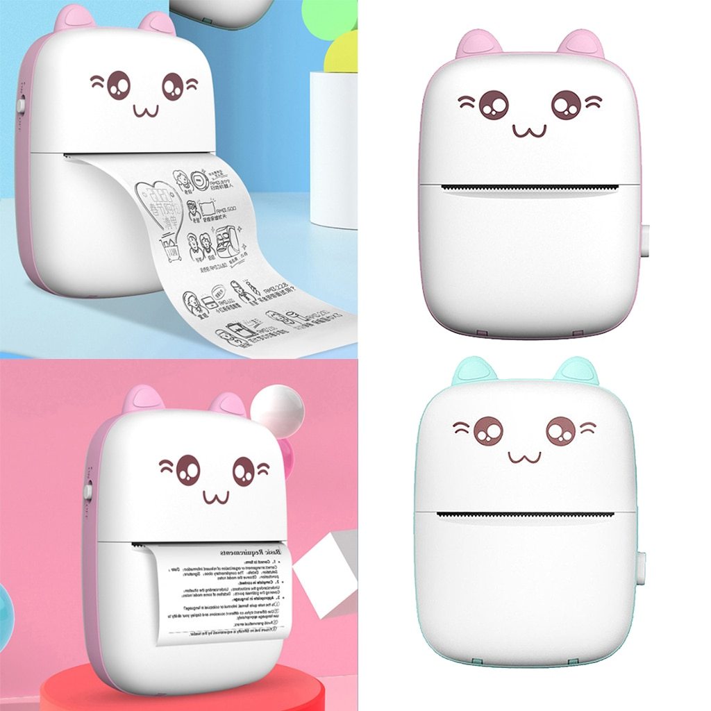 Cat-Themed Portable Mini Printer