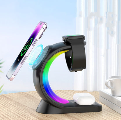 3 In 1 LED Lamp Effect Magnetic Wireless Charger