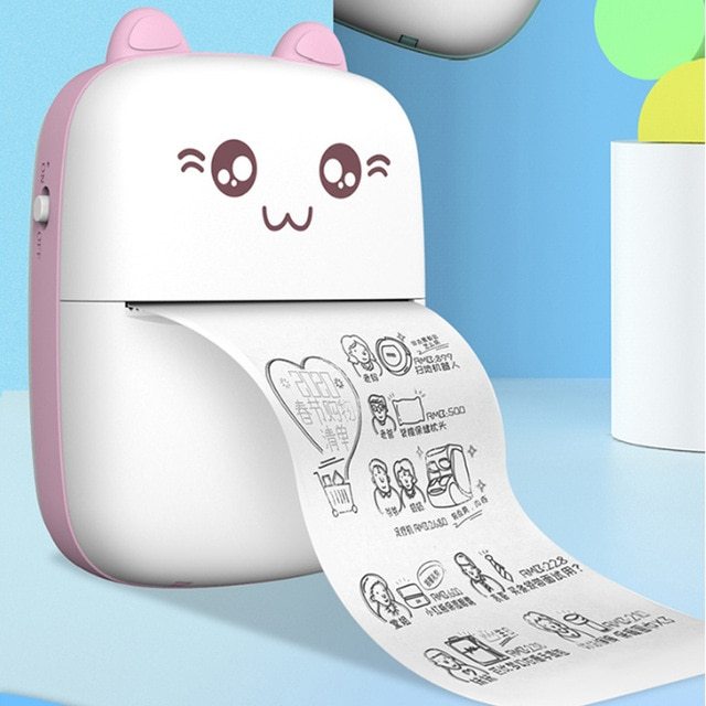 Cat-Themed Portable Mini Printer
