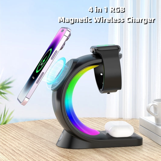 3 In 1 LED Lamp Effect Magnetic Wireless Charger