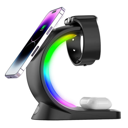 3 In 1 LED Lamp Effect Magnetic Wireless Charger