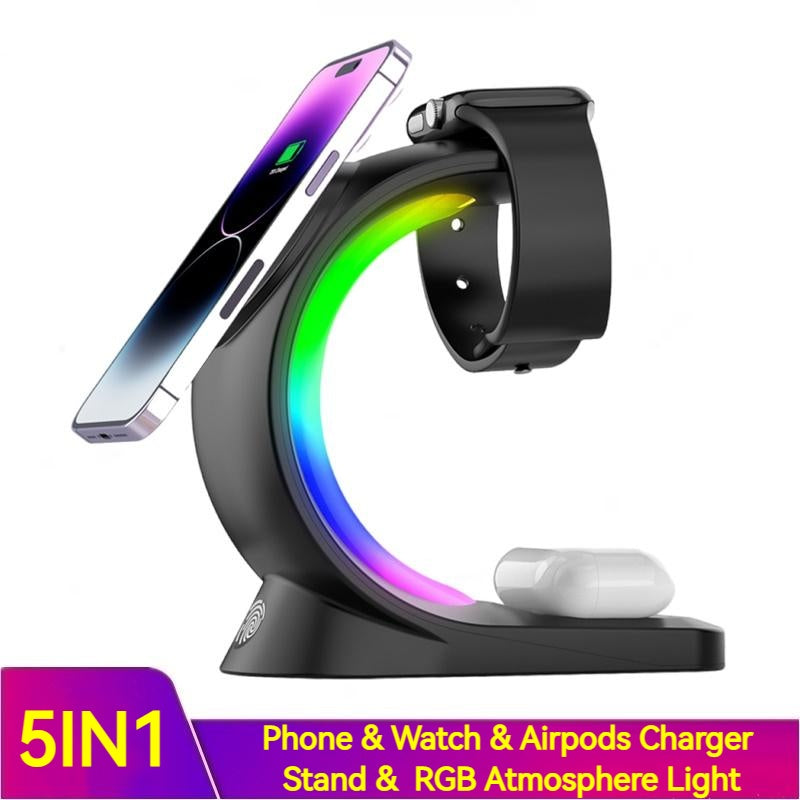 3 In 1 LED Lamp Effect Magnetic Wireless Charger