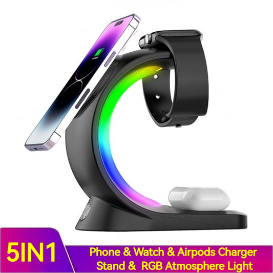 3 In 1 LED Lamp Effect Magnetic Wireless Charger